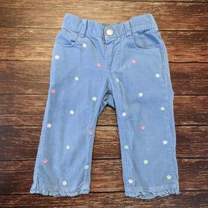 Gymboree Corduroy Blue Pants Pastel Flowers